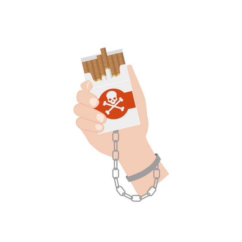 Tobaksmissbruk koncept. Pack cigaretter kedjade till handbojor - Features Image 1