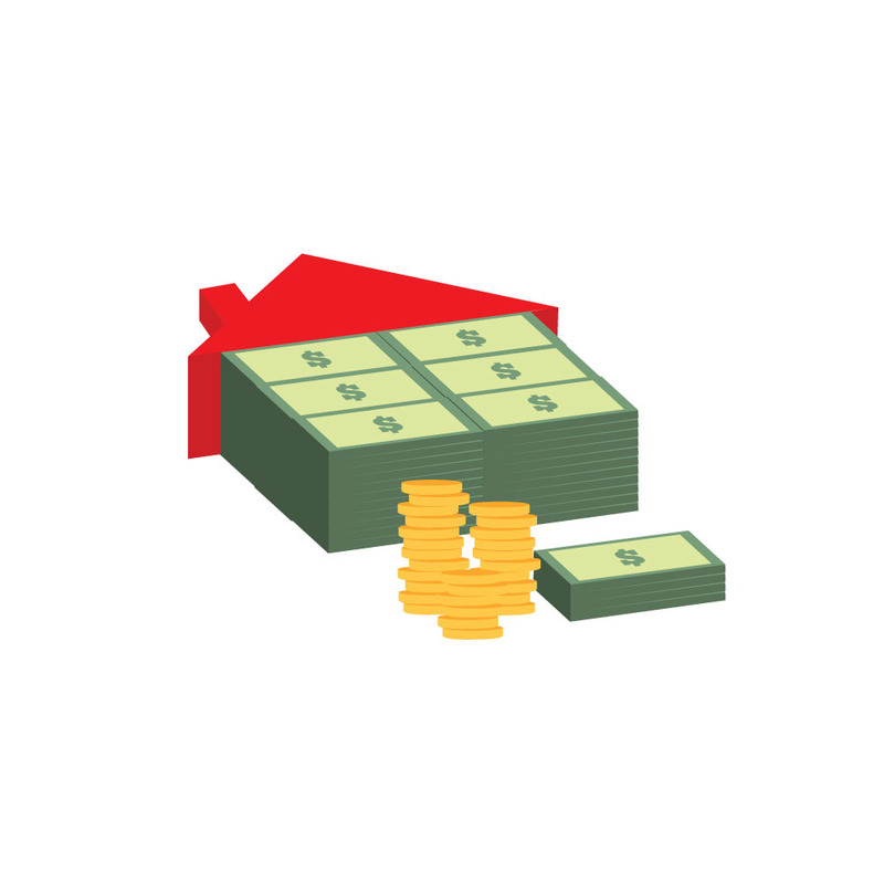 Real Estate House Icon Built from Dollars with Red Roof - Features Image 1