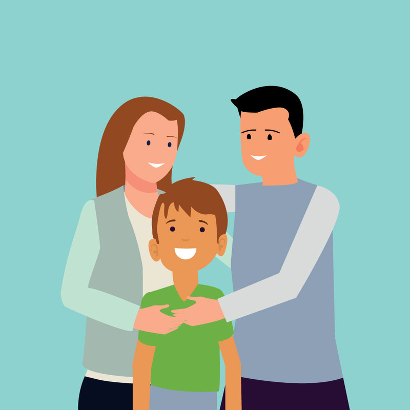 Icona Famiglia Insieme – Simbolo di genitori e figli per lo stile di vita delle persone e l'unità delle relazioni. - Caratteristiche Immagine 1