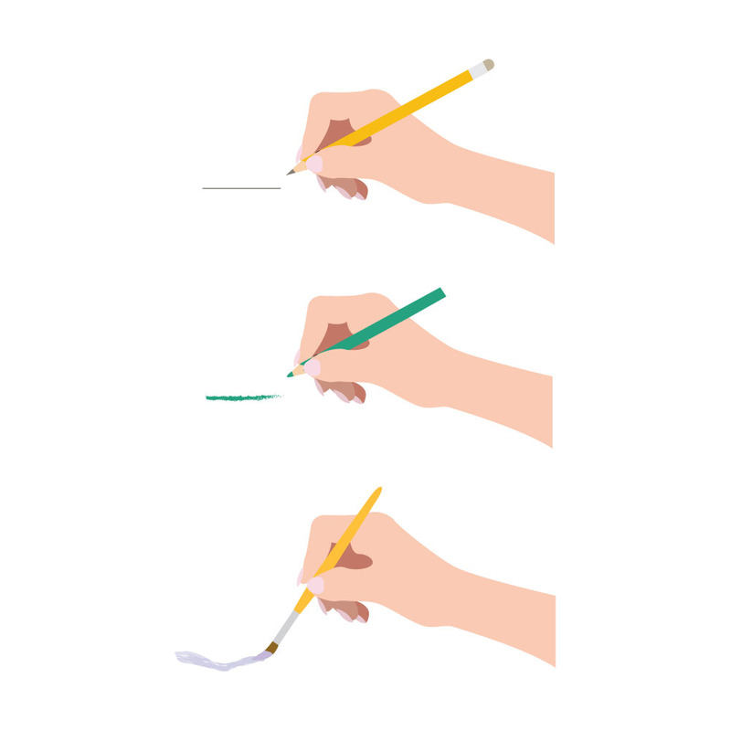 Hand-Drawn Art Tools Set: Pencil, Brush and Pen Holder - Features Image 1