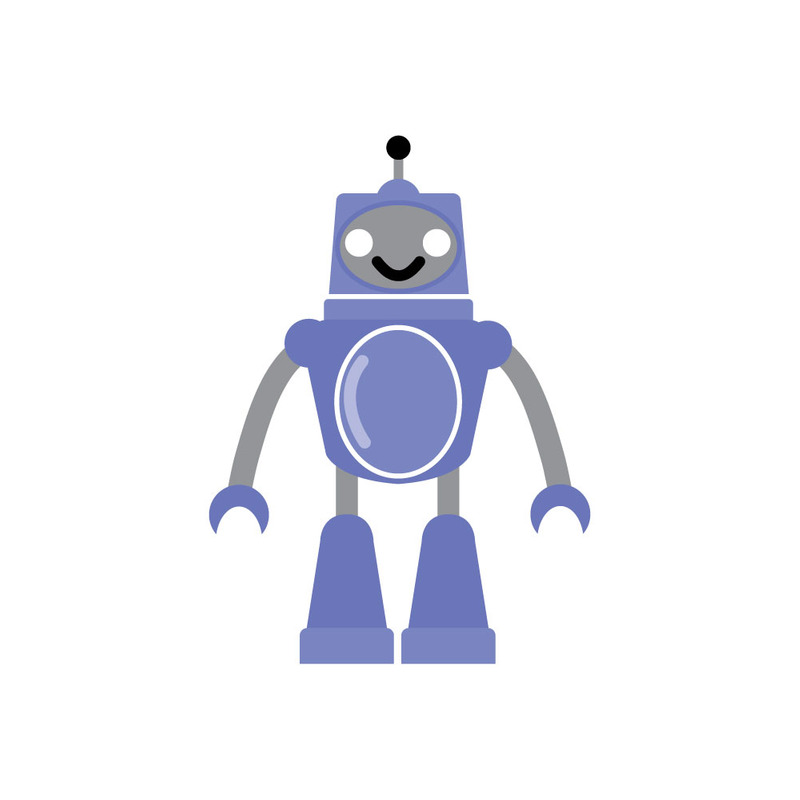 Roboter-Babyspielzeug, blaues flaches Symbol – Symbol für Kinderroboterspielzeug - Eigenschaften Bild 1