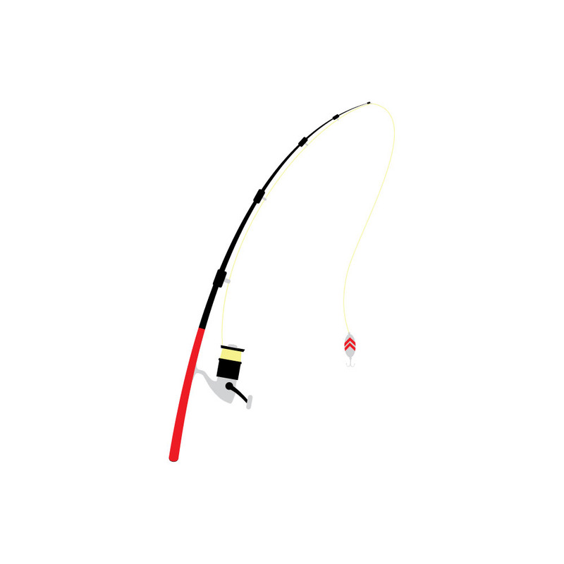 Orange fishing rod isolated on a white background. Vector illustration - Features Image 1