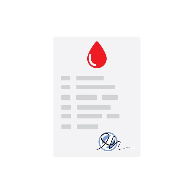 Modulo medico per analisi del sangue con firma del medico e risultati contrassegnati - Caratteristiche Immagine 1