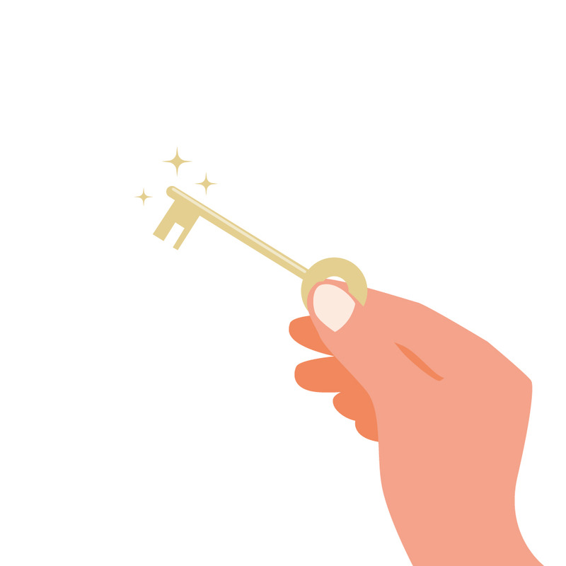 Hand met gouden sleutel. Vector - Features Image 1