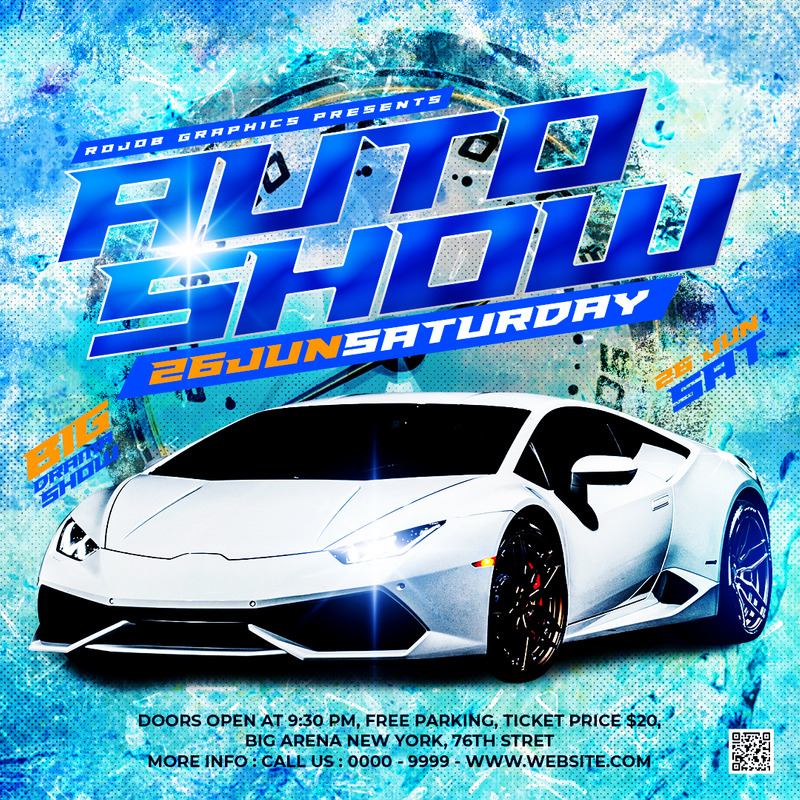 Car Show Flyer and social media instagram post template - Features Image 1