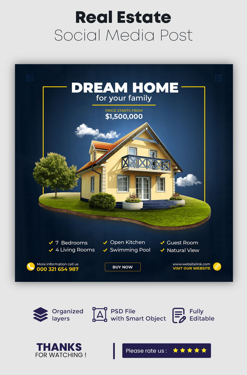 Real Estate Social Media Post Template 24 - Features Image 1