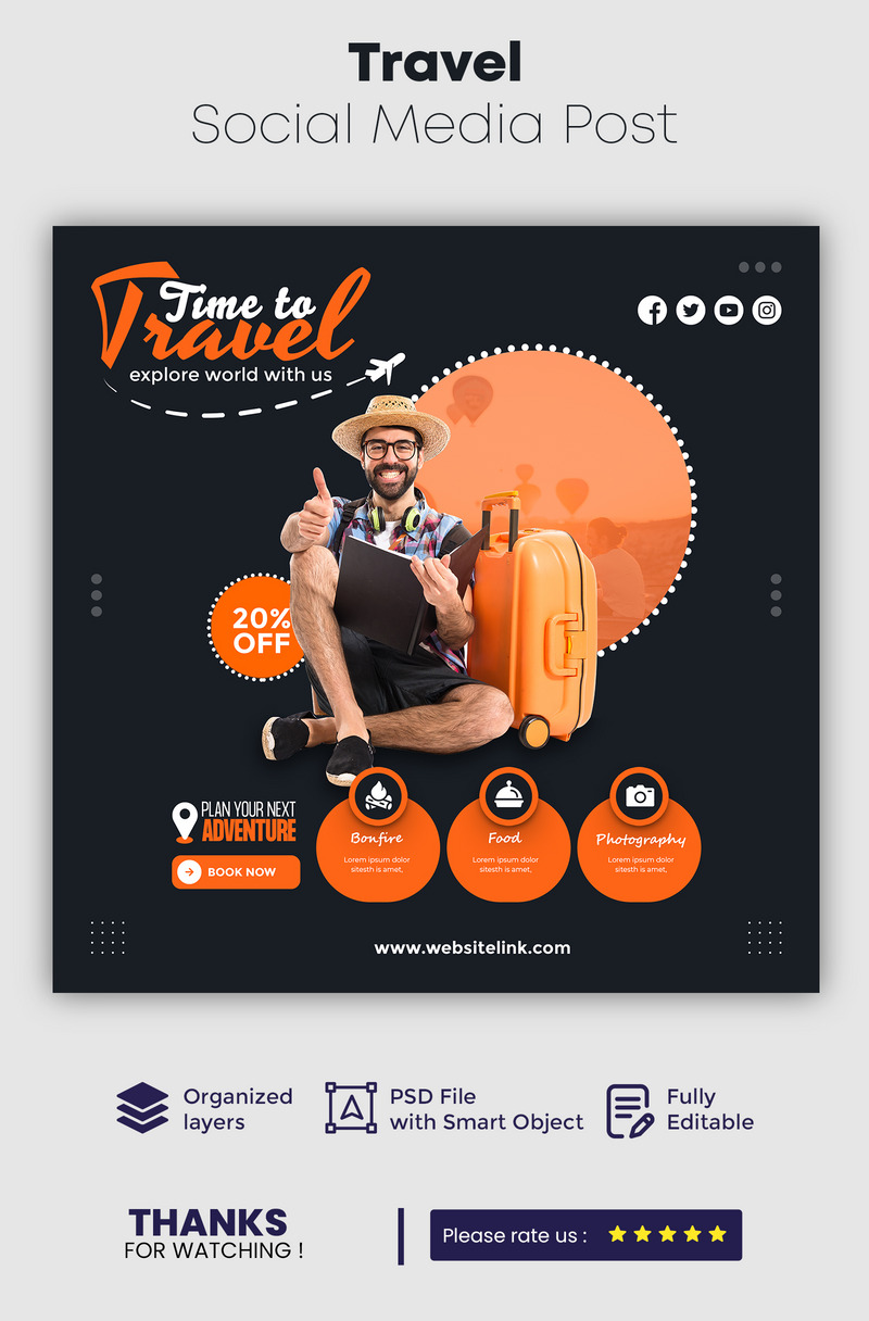 Travel Social Media Post Template 4 - Features Image 1