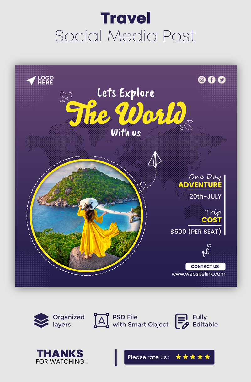 Travel Social Media Post Template 1 - Features Image 1