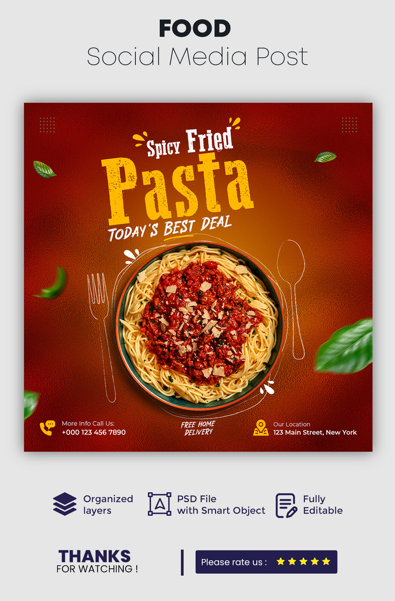 Modello di post sui social media di cibo 6 - Caratteristiche Immagine 2