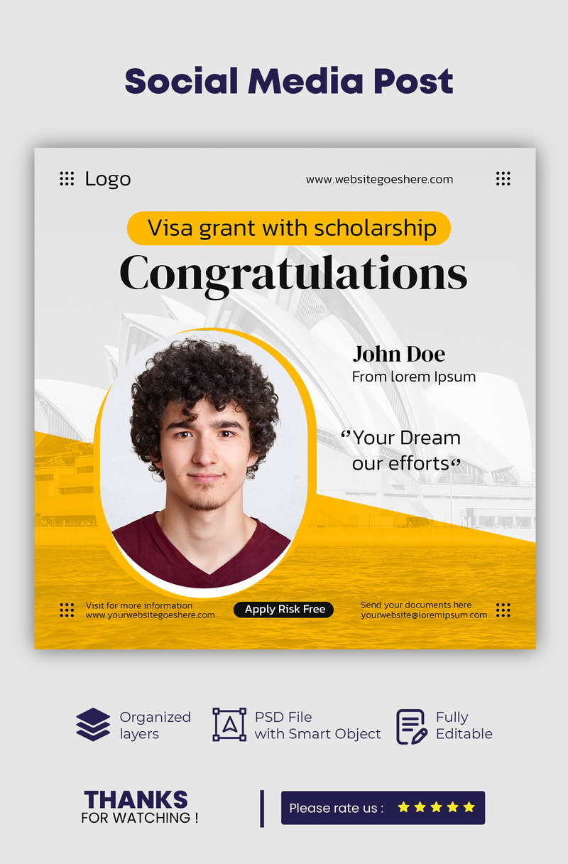 Study Abroad Instagram Post Or Social Media Post Template Design 6 - Features Image 1