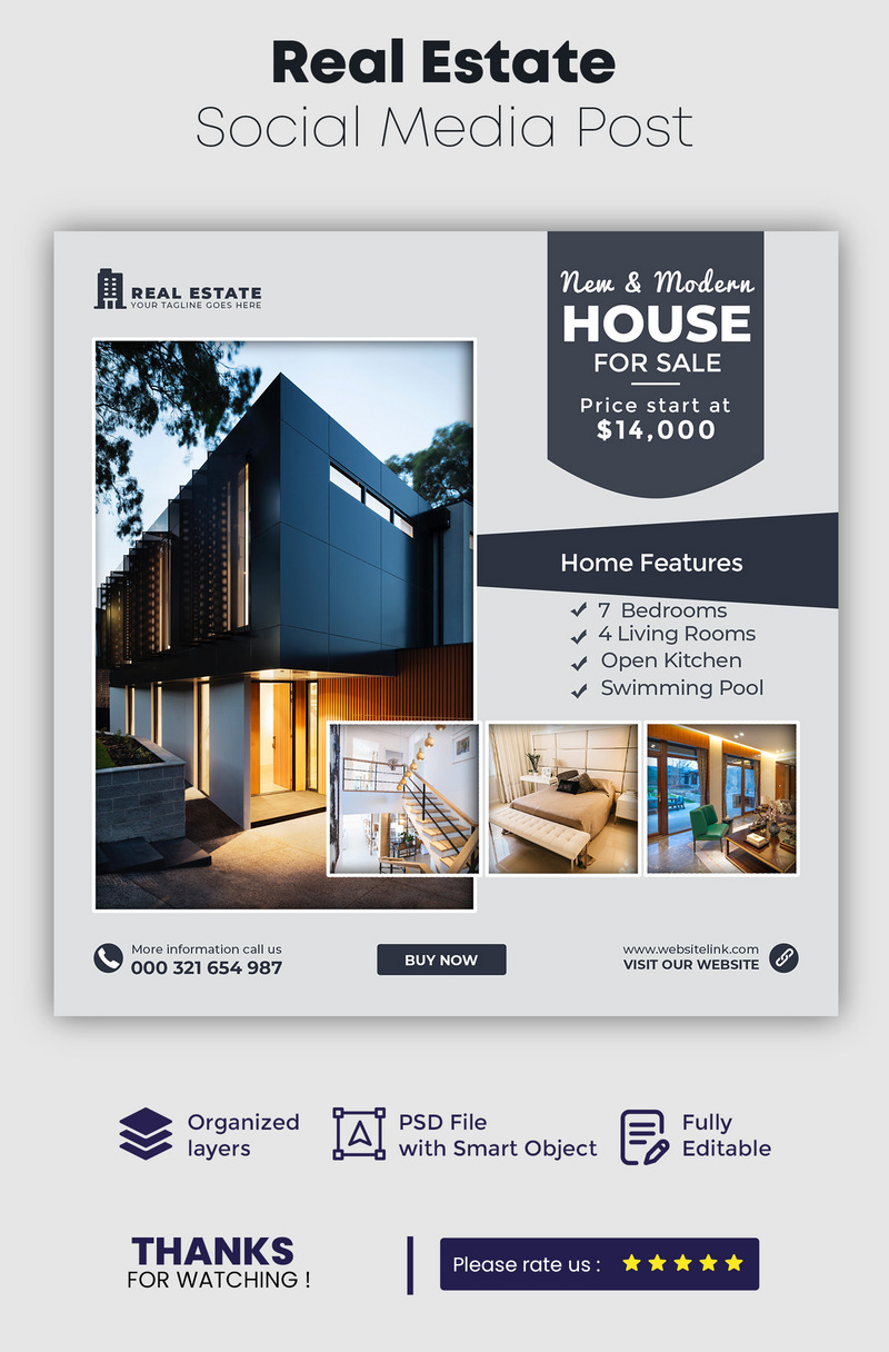 Real Estate Social Media Post Template 17 - Features Image 1