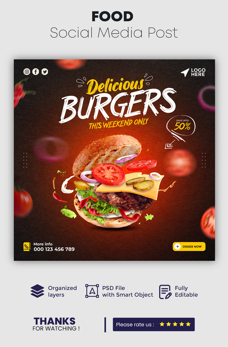 Food Social Media Post Template 14 - Features Image 1