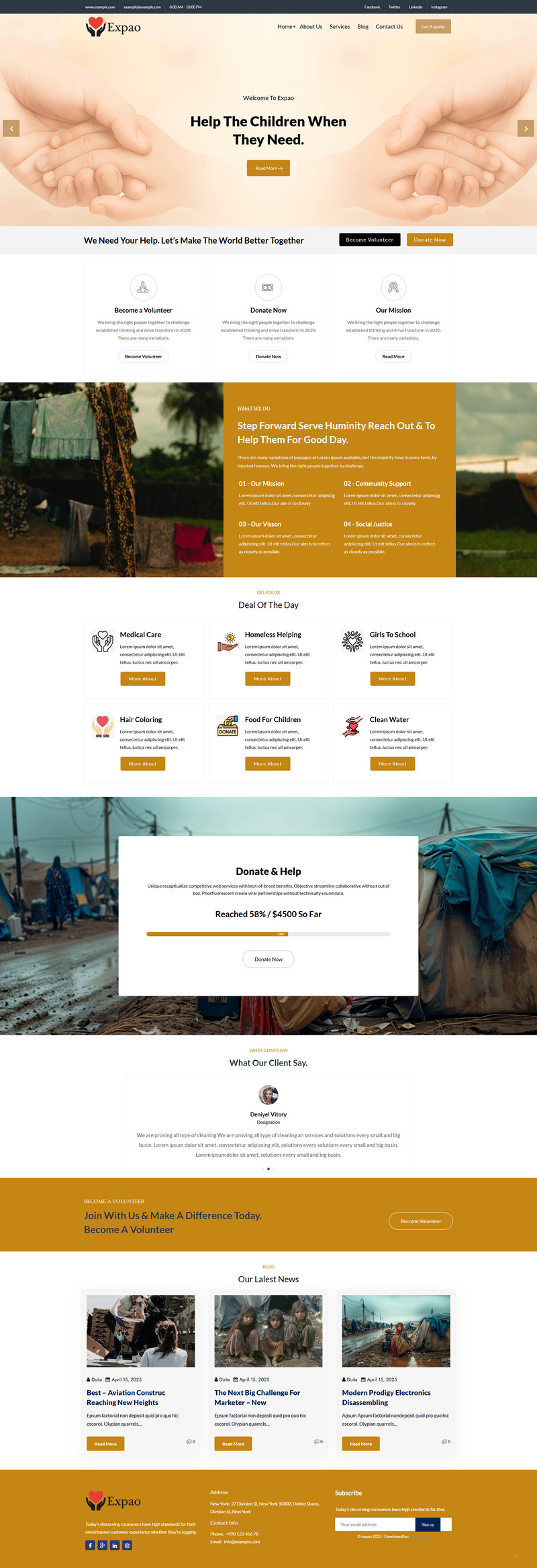 Expoa - Tema WordPress per enti di beneficenza senza scopo di lucro - Caratteristiche Immagine 1