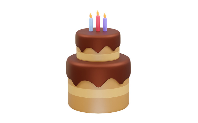 Birthday cake icon with candles vector render - Features Image 1