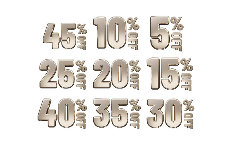 Percent discount text 3d rendering vector illustration - Features Image 1