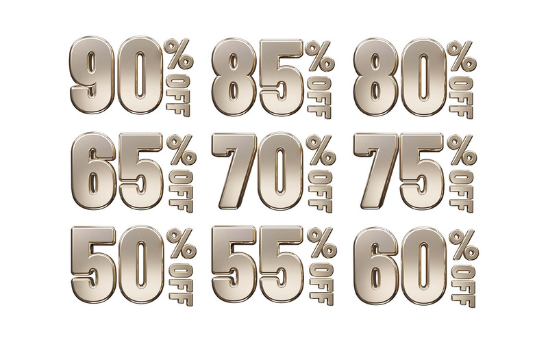 Procent rabatt rabatt text 3D-rendering vektorillustration - Features Image 1