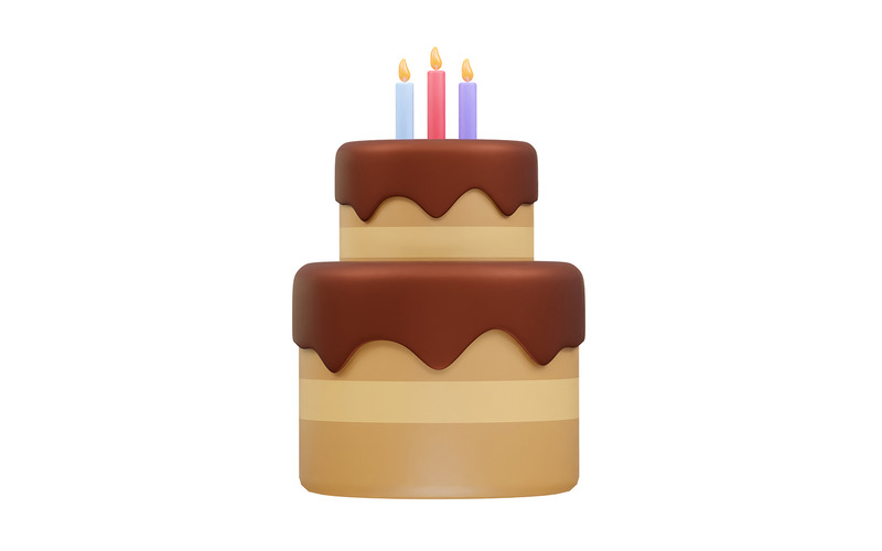 Birthday cake 3d rendering icon - Features Image 1