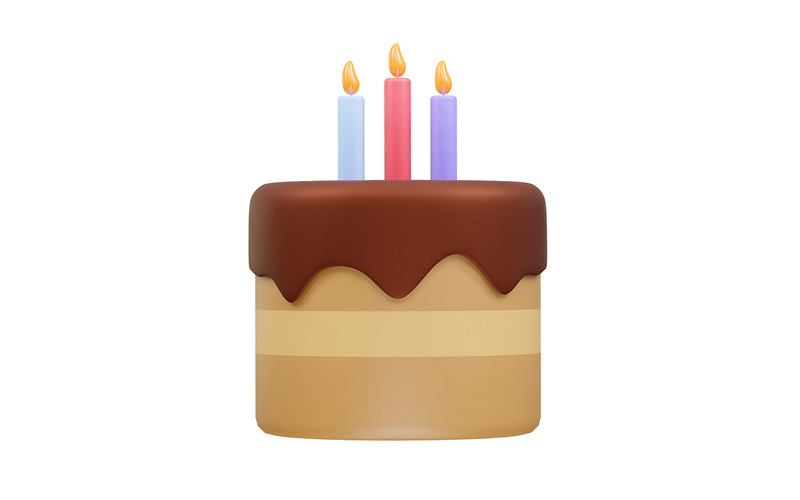 Birthday cake icon illustration rendering 3d - Features Image 1