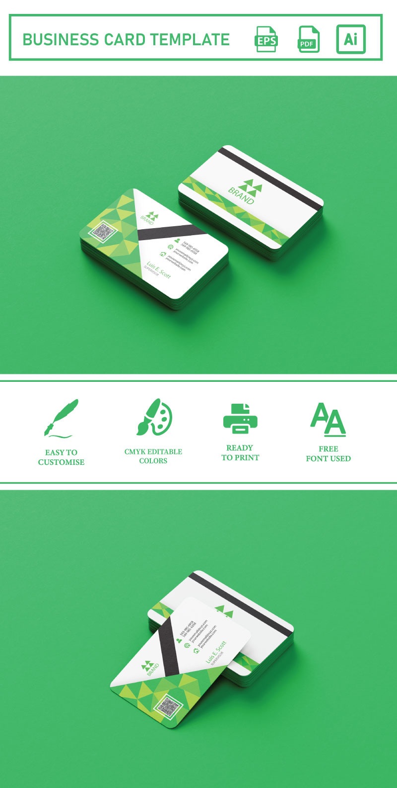 Creative Green Business Card | Modern & Professional Business Card Design - Features Image 1
