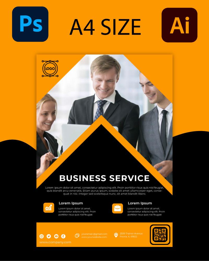 Professional Business Flyer Template – Modern Corporate Design, Editable PSD & AI - Features Image 1