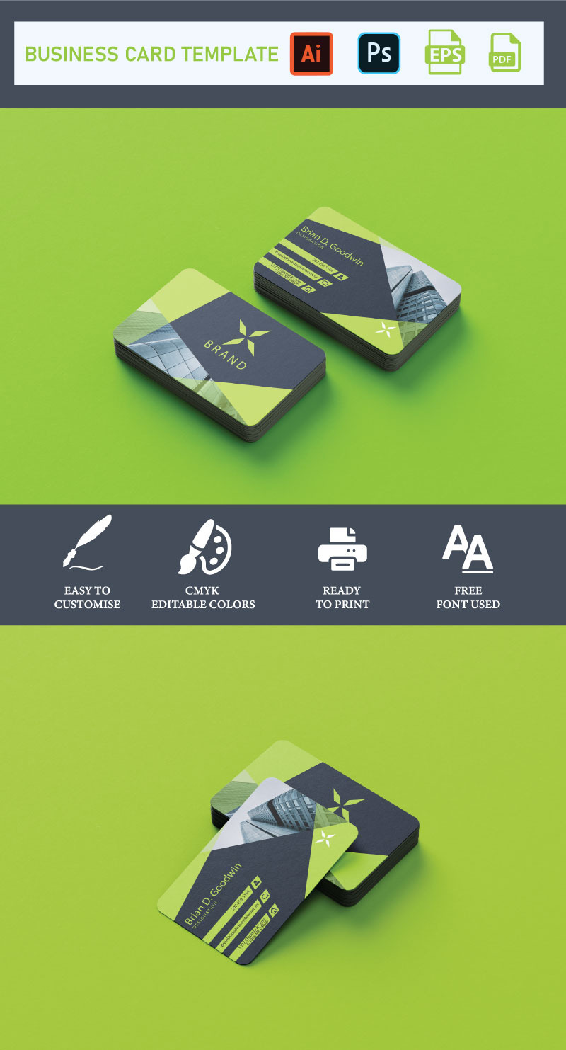 Corporate Green Business Card 280116 TemplateMonster