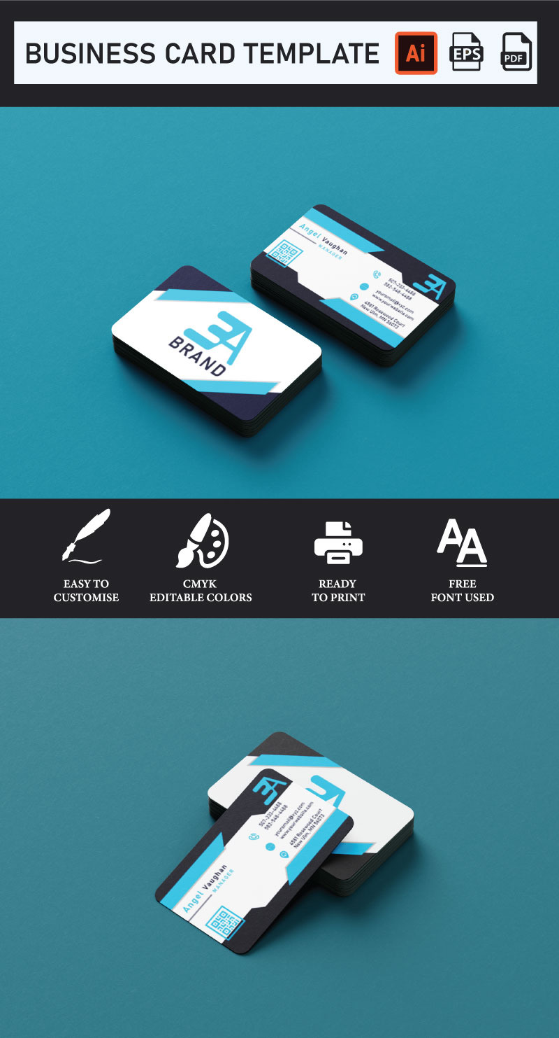 Creative Blue Corporate Business Card Template - Features Image 1