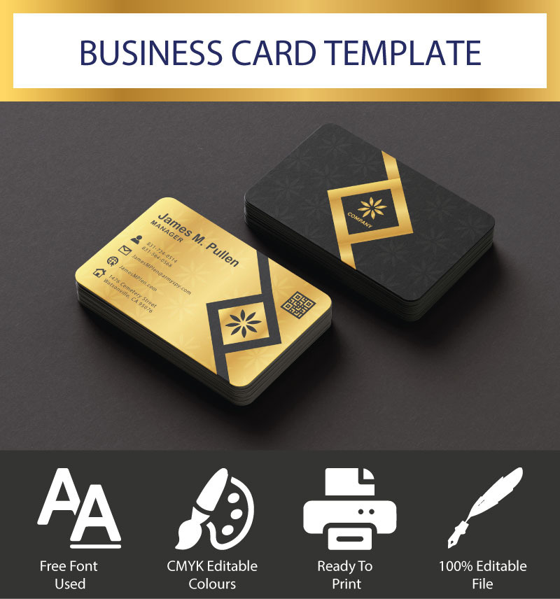 Modello di biglietto da visita di lusso in oro e nero – Design premium ed elegante - Caratteristiche Immagine 1