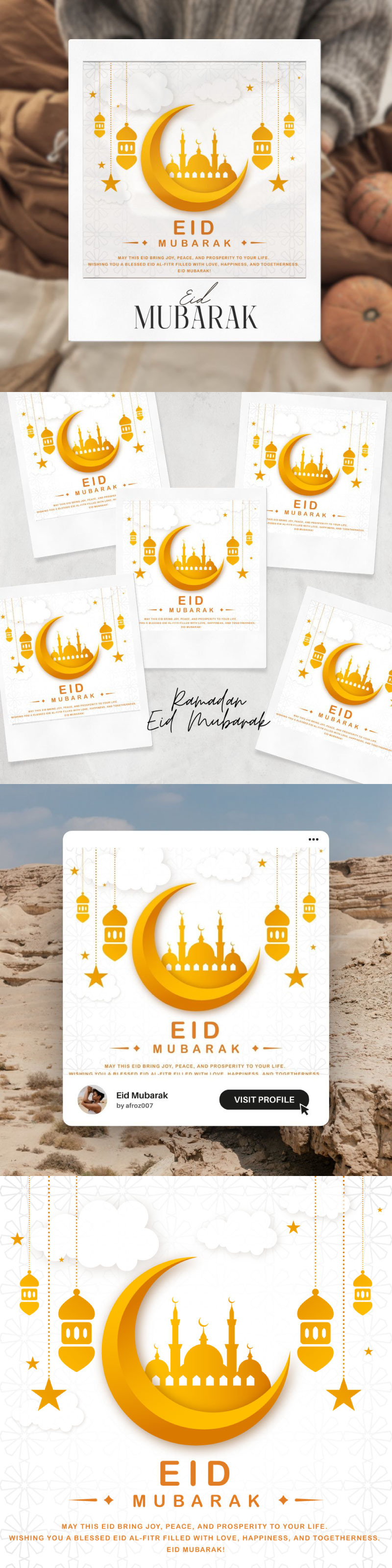 Elegant Eid al-Fitr Template Design – Perfect for Greeting Cards & Social Media - Features Image 1