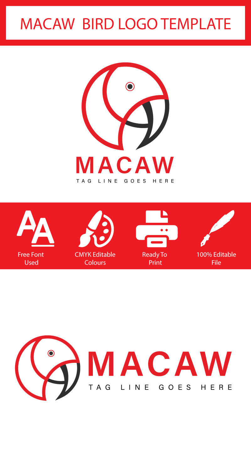 Amerika Papağanı Kuş Logo Şablonu - Kuş Logosu - Features Image 1