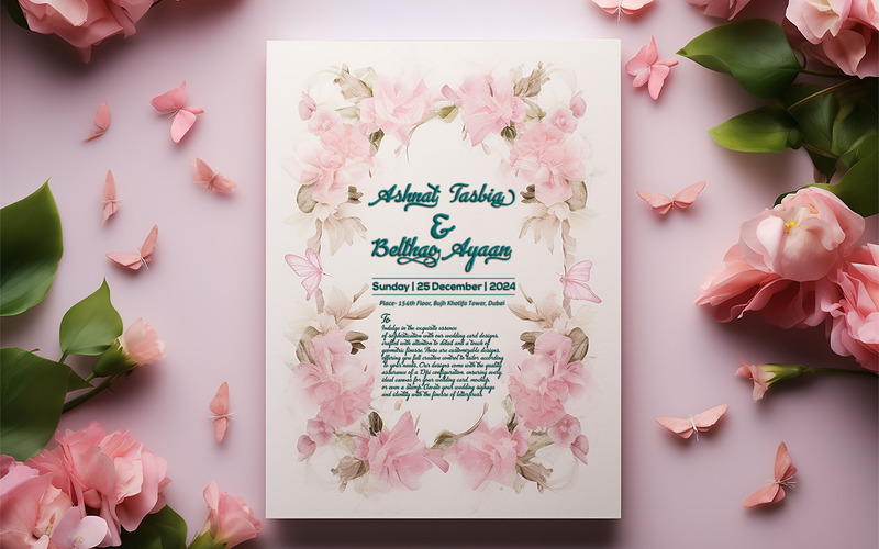 Wedding cover design_pink wedding design_wedding card with calligraphy_wedding invitation design - Features Image 1