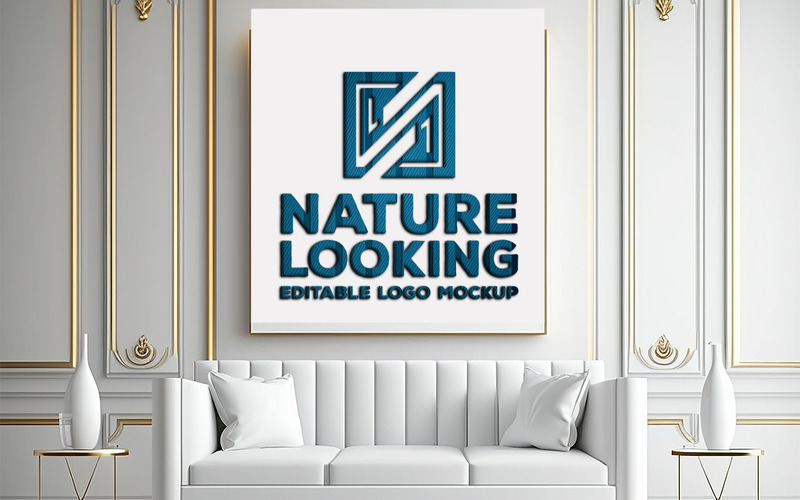 Mockup logo lavagna bianca | modello interno bianco | mockup di soggiorno bianco di lusso - Caratteristiche Immagine 1
