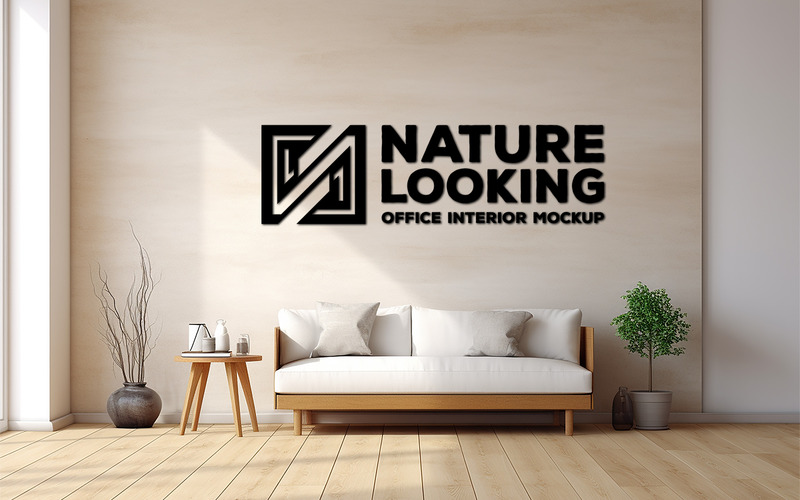 Logo Mockup on luxury wall | Luxury wall Mockup | premium logo mockup | luxury white interior mockup - Features Image 1
