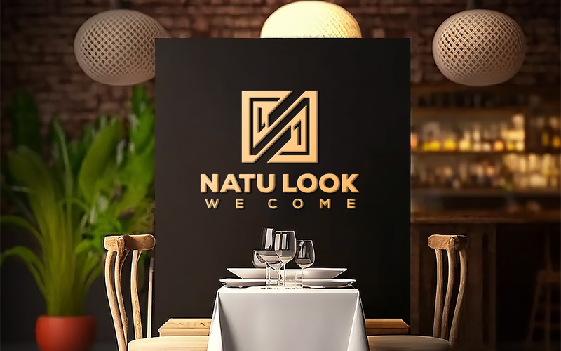 Logotypmodell | logotyp mockup på svarta tavlan | Restaurang Sing Logo Mockup | svart billboard mockup - Features Image 1