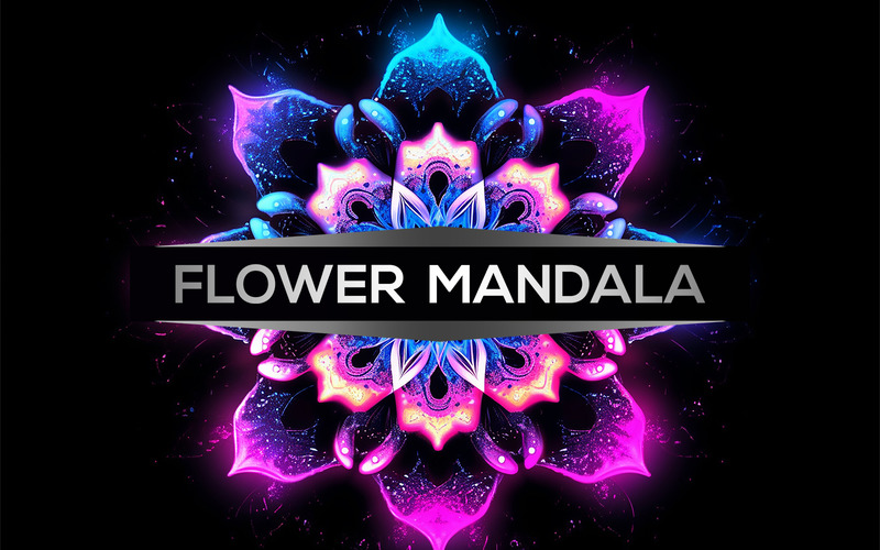 Mandala al neon | mandala di fiori al neon | arte floreale al neon | disegno mandala luce al neon - Caratteristiche Immagine 1