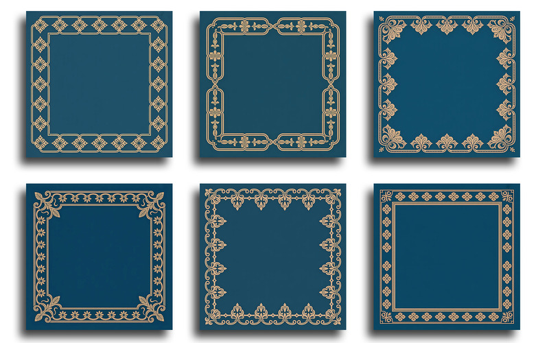 Blue Luxury Ornament Frame Bundle with Elegant Borders - Features Image 1