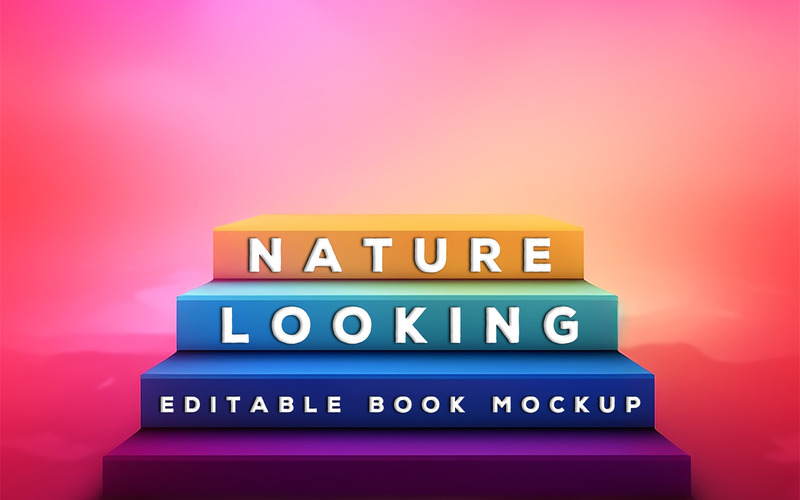 Book stage mockup | book cover mockup | text mockup on gradient background | stage mockup - Features Image 1