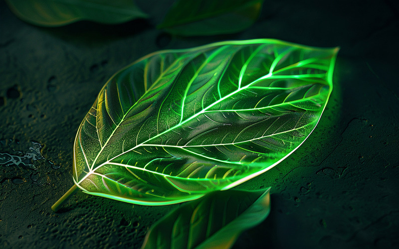 Design del pacchetto di sfondo con foglie al neon - Caratteristiche Immagine 8