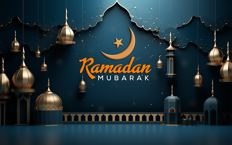 Ramadan mubarak wall art illustration | Ramadan greeting design | islamic invitation design - Features Image 1
