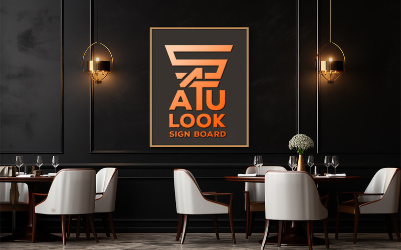 Blank restaurant mockup_ blank restaurant wall board mockup - Features Image 1