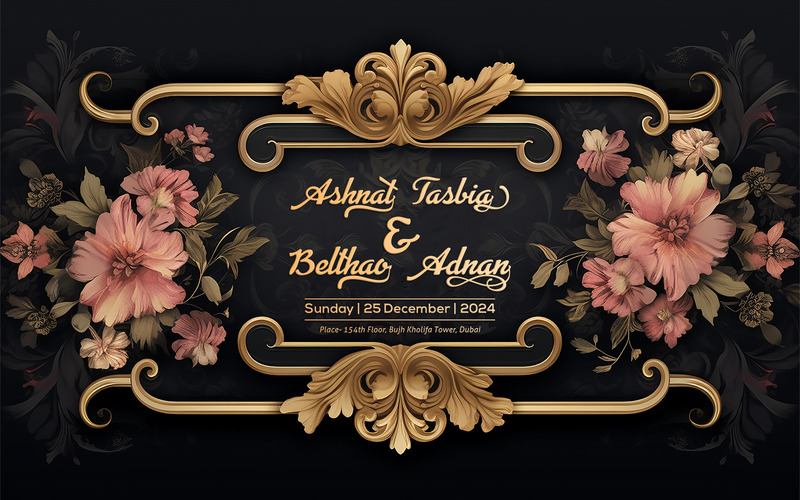 Hochzeitskartendesign_Hochzeitskarte mit Kalligraphietext_Hochzeitseinladungskarte_Einladungskarte - Eigenschaften Bild 1