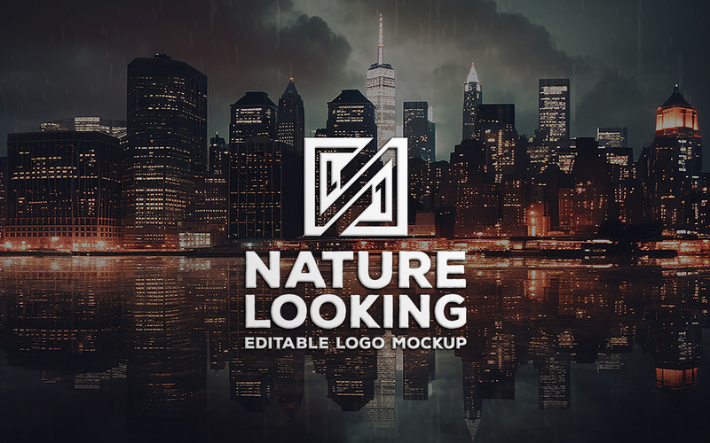 Mockup del logo sullo sfondo della città di New York | modello di logo del segno | modello di logo sullo sfondo della città - Caratteristiche Immagine 1