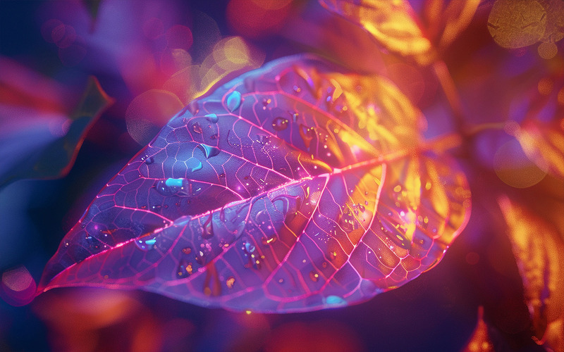 Design del pacchetto di sfondo con foglie al neon - Caratteristiche Immagine 3