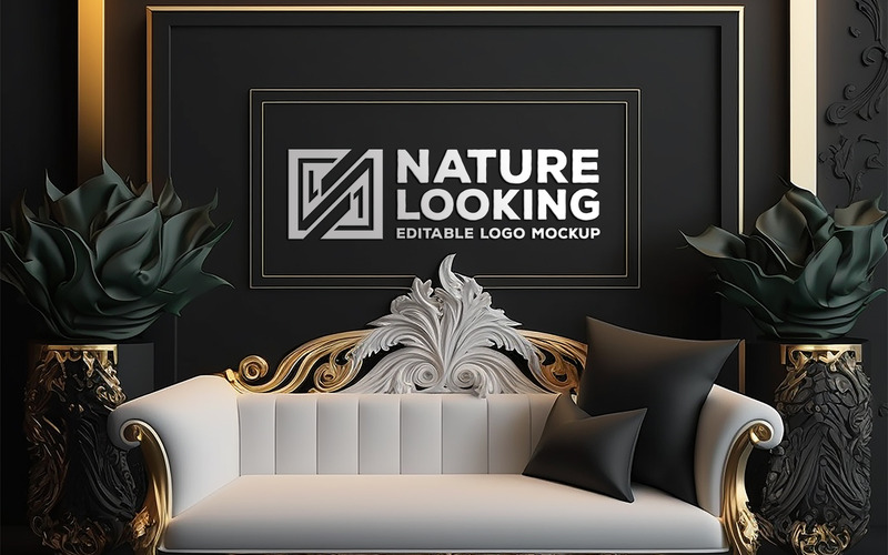 Mockup di interni di lusso | mockup della scheda interna | firmare il modello del soggiorno - Caratteristiche Immagine 1