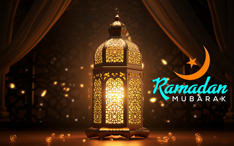 Ramadan greeting | Ramadan banner | ramadan poster | Ramadan greeting with luxury lamp - Features Image 1