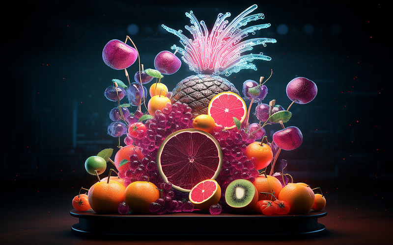 Fruits with neon light effect_fruits manipulation_fruits manipulation with neon action - Features Image 1