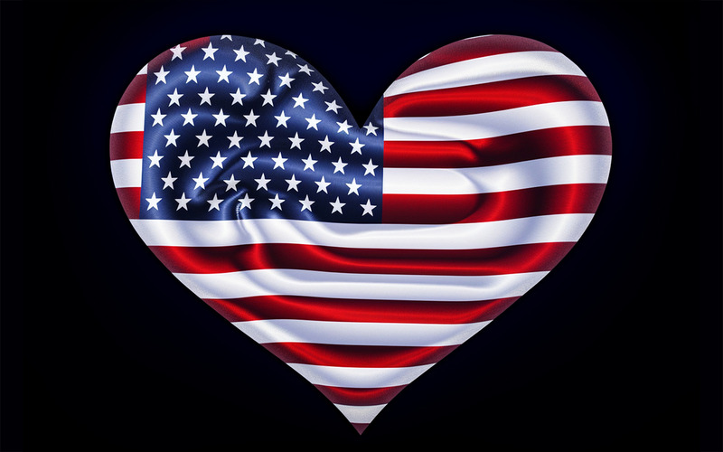 Usa flag love, american flag heart design background - Features Image 1