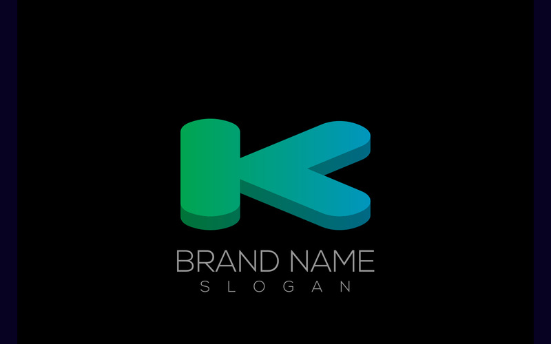 Wektor logo 3D K | Gradient 3D litera K wektor Logo Design - Obraz funkcji 1