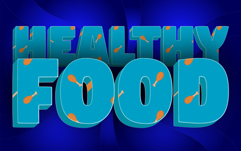 Comida Saludable | Alimentos saludables en 3D | Estilo de texto realista premium | Efecto de texto vectorial editable - Características Imagen 1