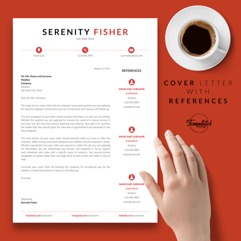 Serenity Fisher - Modern CV Resume Template with Cover Letter for Microsoft Word & iWork Pages - Features Image 7