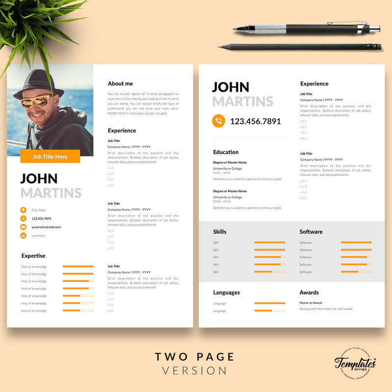 John Martins - Modern CV Resume Template with Cover Letter for Microsoft Word & iWork Pages - Features Image 3